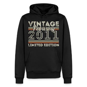 Februar 2011 Geschenk zum Jahrestag - Februar 2011 - Männer Premium Bio Hoodie - Schwarz - Vorne - Nico (187cm)