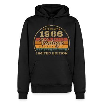 Février 1966, Jubilé 1966, Légendes Février 1966 - Sweat à capuche Premium bio Homme - noir - Devant - Nico (187cm)