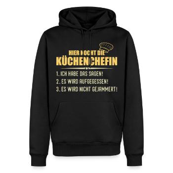 Cuisiner drôle cuisinier chef cadeau - Sweat à capuche Premium bio Homme - noir - Devant - Nico (187cm)