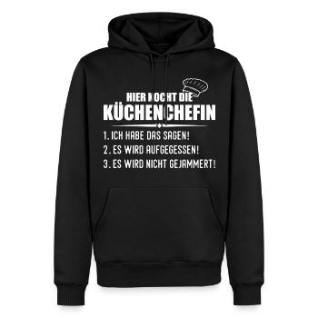 Cuisiner drôle cuisinier chef cadeau - Sweat à capuche Premium bio Homme - noir - Devant - Nico (187cm)