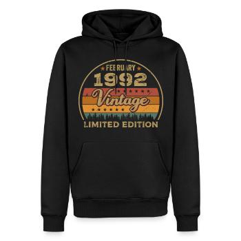 Februar 1992, Jubiläum 1992, Legenden Februar 1992 - Männer Premium Bio Hoodie - Schwarz - Vorne - Nico (187cm)