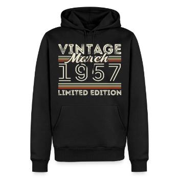 Mars 1957 Millésime 1957 Cadeau d’anniversaire Mars - Sweat à capuche Premium bio Homme - noir - Devant - Nico (187cm)