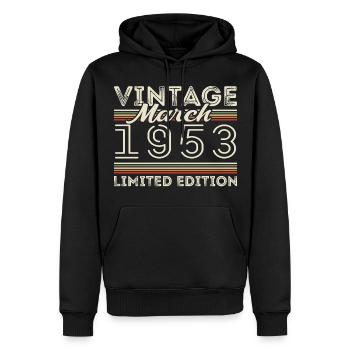 Mars 1953 Millésime 1953 Cadeau d’anniversaire Mars - Sweat à capuche Premium bio Homme - noir - Devant - Nico (187cm)