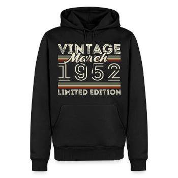 Mars 1952 Millésime 1952 Cadeau d’anniversaire Mars - Sweat à capuche Premium bio Homme - noir - Devant - Nico (187cm)