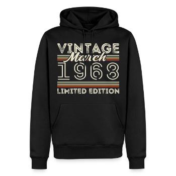Mars 1968 Millésime 1968 Cadeau d’anniversaire Mars - Sweat à capuche Premium bio Homme - noir - Devant - Nico (187cm)