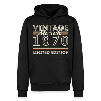 Mars 1970 Vintage 1970 Cadeau d’anniversaire Mars - Sweat à capuche Premium bio Homme - noir - Devant - Nico (187cm)