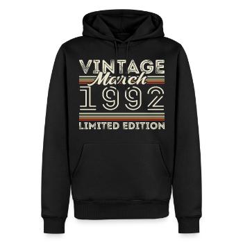 Mars 1992 Millésime 1992 Cadeau d’anniversaire Mars - Sweat à capuche Premium bio Homme - noir - Devant - Nico (187cm)