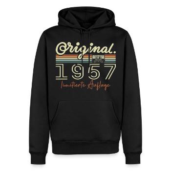 Original 1957 Vintage 1957 Anniversaire Rétro 1957 - Sweat à capuche Premium bio Homme - noir - Devant - Nico (187cm)