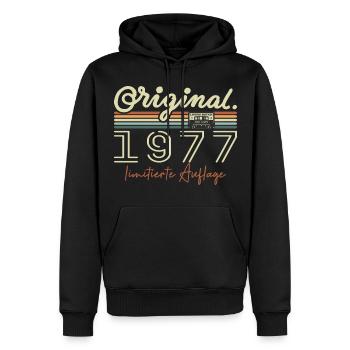 Original 1977 Millésime 1977 Anniversaire Rétro 1977 - Sweat à capuche Premium bio Homme - noir - Devant - Nico (187cm)