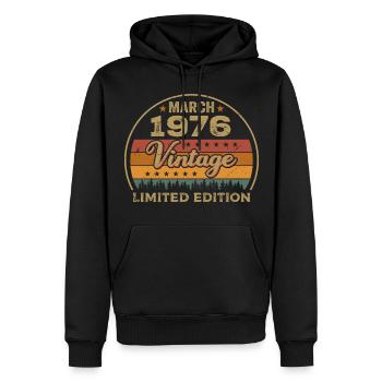 Vintage mars 1976 Anniversaire mars 1976 Rétro 1976 - Sweat à capuche Premium bio Homme - noir - Devant - Nico (187cm)