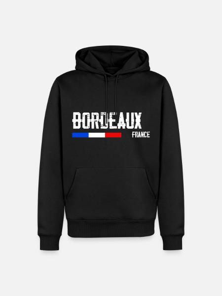 J'aime Bordeaux Nom de Ville en France - Sweat à capuche Premium bio Homme - noir