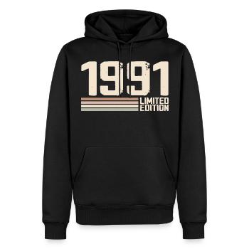 1991 Millésime 1991 Anniversaire 1991 Rétro 1991 - Sweat à capuche Premium bio Homme - noir - Devant - Nico (187cm)