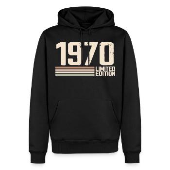 1970 Jahrgang 1970 Geburtstag 1970 Retro 1970 - Männer Premium Bio Hoodie - Schwarz - Vorne - Nico (187cm)