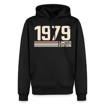 1979 Millésime 1979 Anniversaire 1979 Rétro 1979 - Sweat à capuche Premium bio Homme - noir - Devant - Nico (187cm)