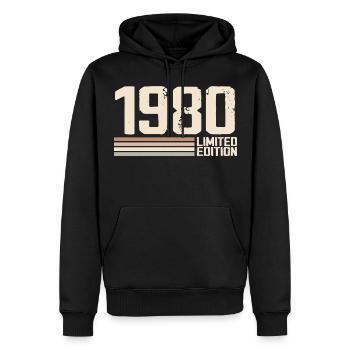 1980 Jahrgang 1980 Geburtstag 1980 Retro 1980 - Männer Premium Bio Hoodie - Schwarz - Vorne - Nico (187cm)