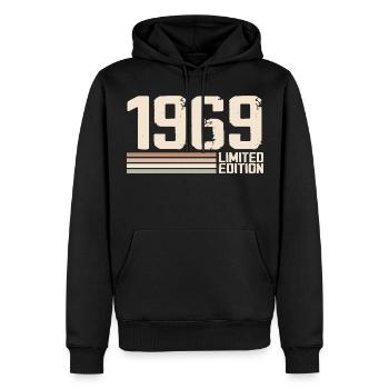 1969 Jahrgang 1969 Geburtstag 1969 Retro 1969 - Männer Premium Bio Hoodie - Schwarz - Vorne - Nico (187cm)