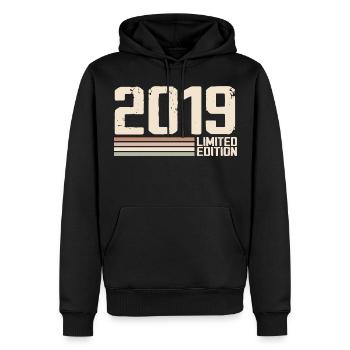 2019 Millésime 2019 Anniversaire 2019 Rétro 2019 - Sweat à capuche Premium bio Homme - noir - Devant - Nico (187cm)
