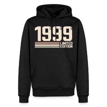 1999 Jahrgang 1999 Geburtstag 1999 Retro 1999 - Männer Premium Bio Hoodie - Schwarz - Vorne - Nico (187cm)