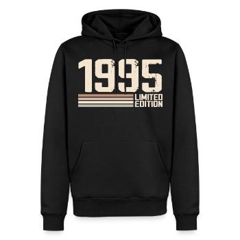 1995 Millésime 1995 Anniversaire 1995 Rétro 1995 - Sweat à capuche Premium bio Homme - noir - Devant - Nico (187cm)