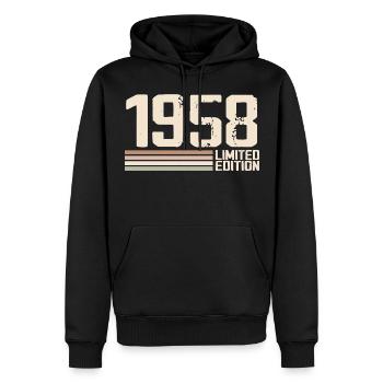 1958 Jahrgang 1958 Geburtstag 1958 Retro 1958 - Männer Premium Bio Hoodie - Schwarz - Vorne - Nico (187cm)