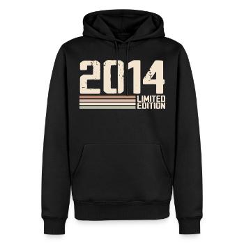2014 Jahrgang 2014 Geburtstag 2014 Retro 2014 - Männer Premium Bio Hoodie - Schwarz - Vorne - Nico (187cm)
