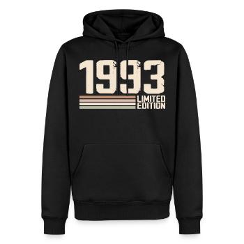 1993 Millésime 1993 Anniversaire 1993 Rétro 1993 - Sweat à capuche Premium bio Homme - noir - Devant - Nico (187cm)