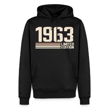 1963 Jahrgang 1963 Geburtstag 1963 Retro 1963 - Männer Premium Bio Hoodie - Schwarz - Vorne - Nico (187cm)