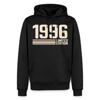 1996 Jahrgang 1996 Geburtstag 1996 Retro 1996 - Männer Premium Bio Hoodie - Schwarz - Vorne - Nico (187cm)