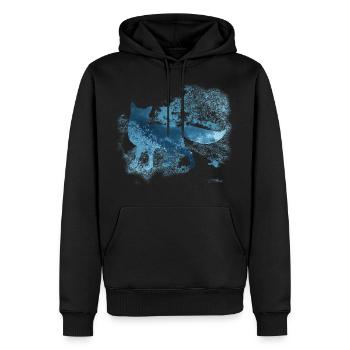 Icy Fox - Polarfuchs Fuchs Winter - Männer Premium Bio Hoodie - Schwarz - Vorne - Nico (187cm)