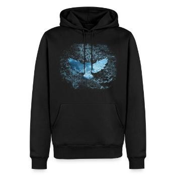 Frost Eule Silhouette - Männer Premium Bio Hoodie - Schwarz - Vorne - Nico (187cm)