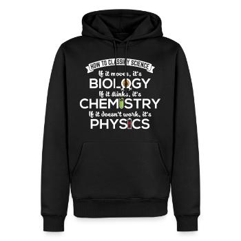 Classe Science Biologie Chimie Physique Don - Sweat à capuche Premium bio Homme - noir - Devant - Nico (187cm)