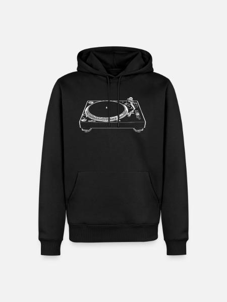Turntable Turntable Sketches DJ Equipment - Men’s Premium Organic Hoodie - black
