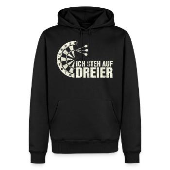 Ich Steh Auf Dreier I Triple 20 Dartscheibe Dart - Männer Premium Bio Hoodie - Schwarz - Vorne - Nico (187cm)