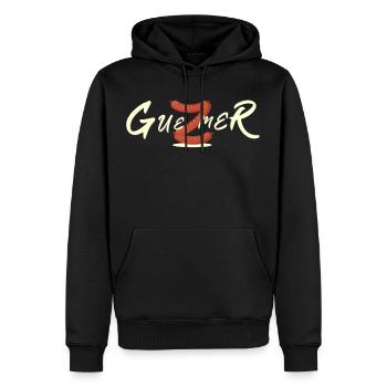Guezmer - Merguez - Sweat à capuche Premium bio Homme - noir - Devant - Nico (187cm)