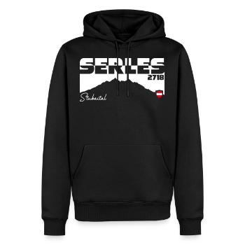 Serles Stubaital 7 Summits Gipfel Austria Flagge - Männer Premium Bio Hoodie - Schwarz - Vorne - Nico (187cm)