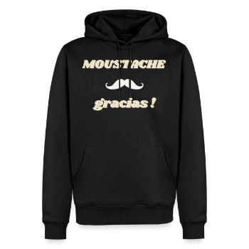 Moustache gracias ! - Sweat à capuche Premium bio Homme - noir - Devant - Nico (187cm)