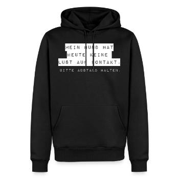 Abstand - Männer Premium Bio Hoodie - Schwarz - Vorne - Nico (187cm)