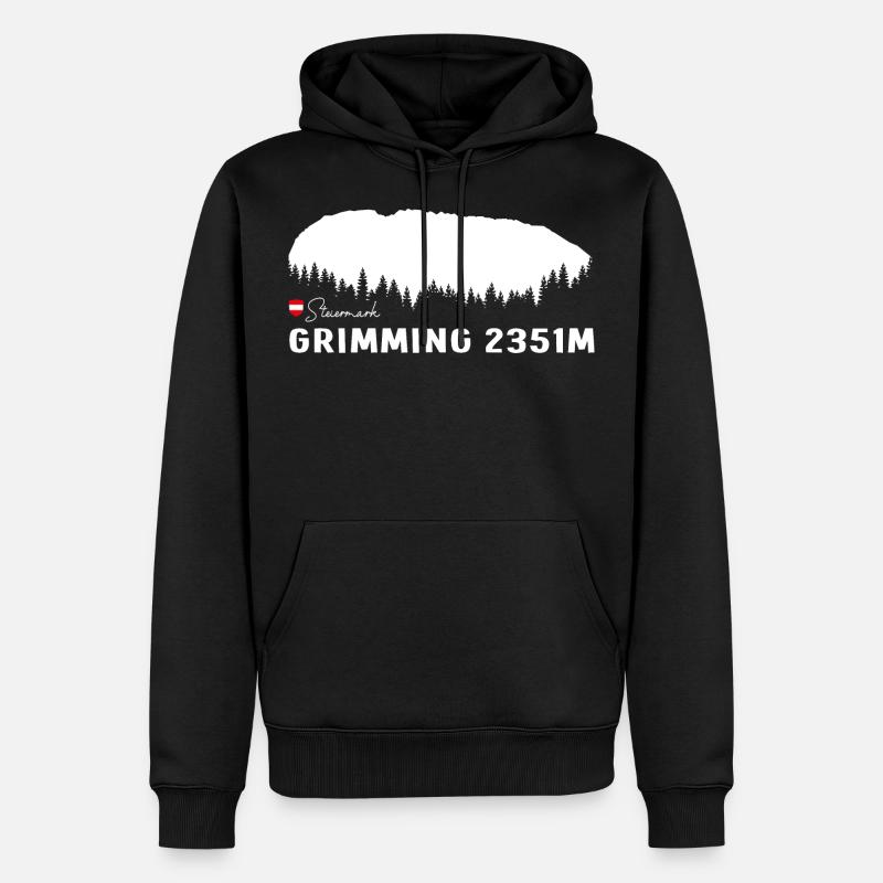 Grimming Berg Styrie Autriche Drapeau - Sweat à capuche Premium bio Homme - noir