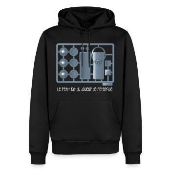 Le petit kit du joueur de pétanque - Sweat à capuche Premium bio Homme - noir - Devant - Nico (187cm)