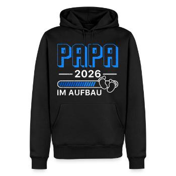 Werdender Vater PAPA IM AUFBAU 2026 Lustig - Männer Premium Bio Hoodie - Schwarz - Vorne - Nico (187cm)