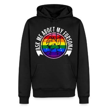 Posez-moi des questions sur mon Fursona - Sweat à capuche Premium bio Homme - noir - Devant - Nico (187cm)