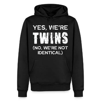Blague sur les jumeaux : Pas identique - Sweat à capuche Premium bio Homme - noir - Devant - Nico (187cm)