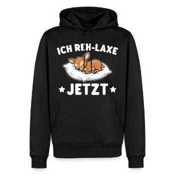 Je devrais lax maintenant - Jeu de mots drôle sur le cerf - Sweat à capuche Premium bio Homme - noir - Devant - Nico (187cm)