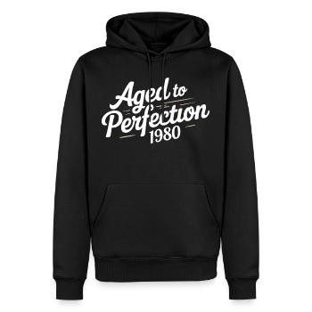 1980 Design for the 46 – For 46 years - Men’s Premium Organic Hoodie - black - Front - Nico (187cm)