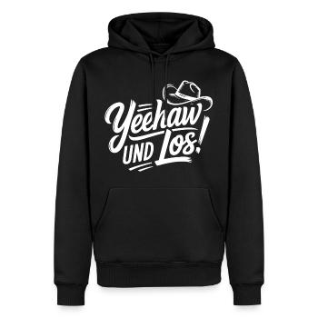 Yeehaw und Los! Western Script - Männer Premium Bio Hoodie - Schwarz - Vorne - Nico (187cm)
