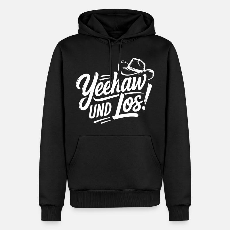 Yeehaw und Los! Western Script - Männer Premium Bio Hoodie - Schwarz