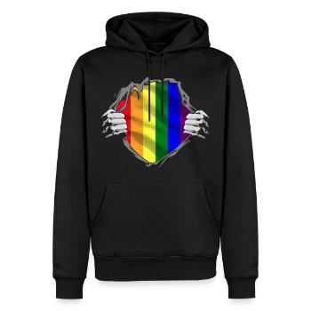 LGBT Flag Gay Pride Month Rainbow - Men’s Premium Organic Hoodie - black - Front - Nico (187cm)
