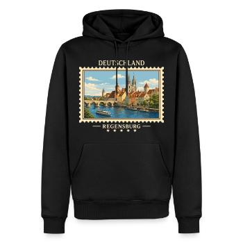 Deutschland Regensburg Vintage Reisemarke - Männer Premium Bio Hoodie - Schwarz - Vorne - Nico (187cm)