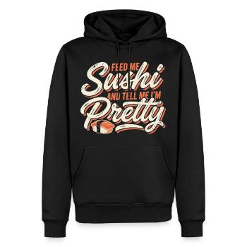 Nourris-moi des sushis jolis - Sweat à capuche Premium bio Homme - noir - Devant - Nico (187cm)