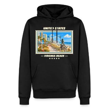Vereinigte Staaten Virginia Beach Vintage Marke - Männer Premium Bio Hoodie - Schwarz - Vorne - Nico (187cm)